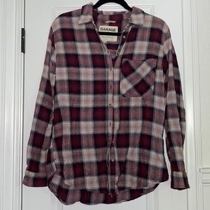 Garage maroon and white flannel